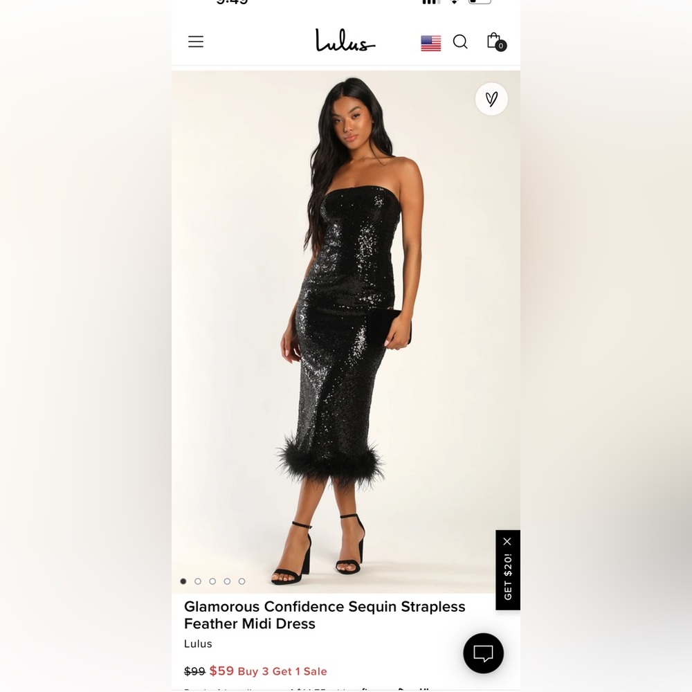 Lulus Black Sequin Dress with Feathers-medium